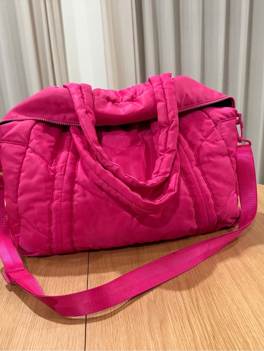 Hot Pink Quilted Puffer Duffle Bag 💕